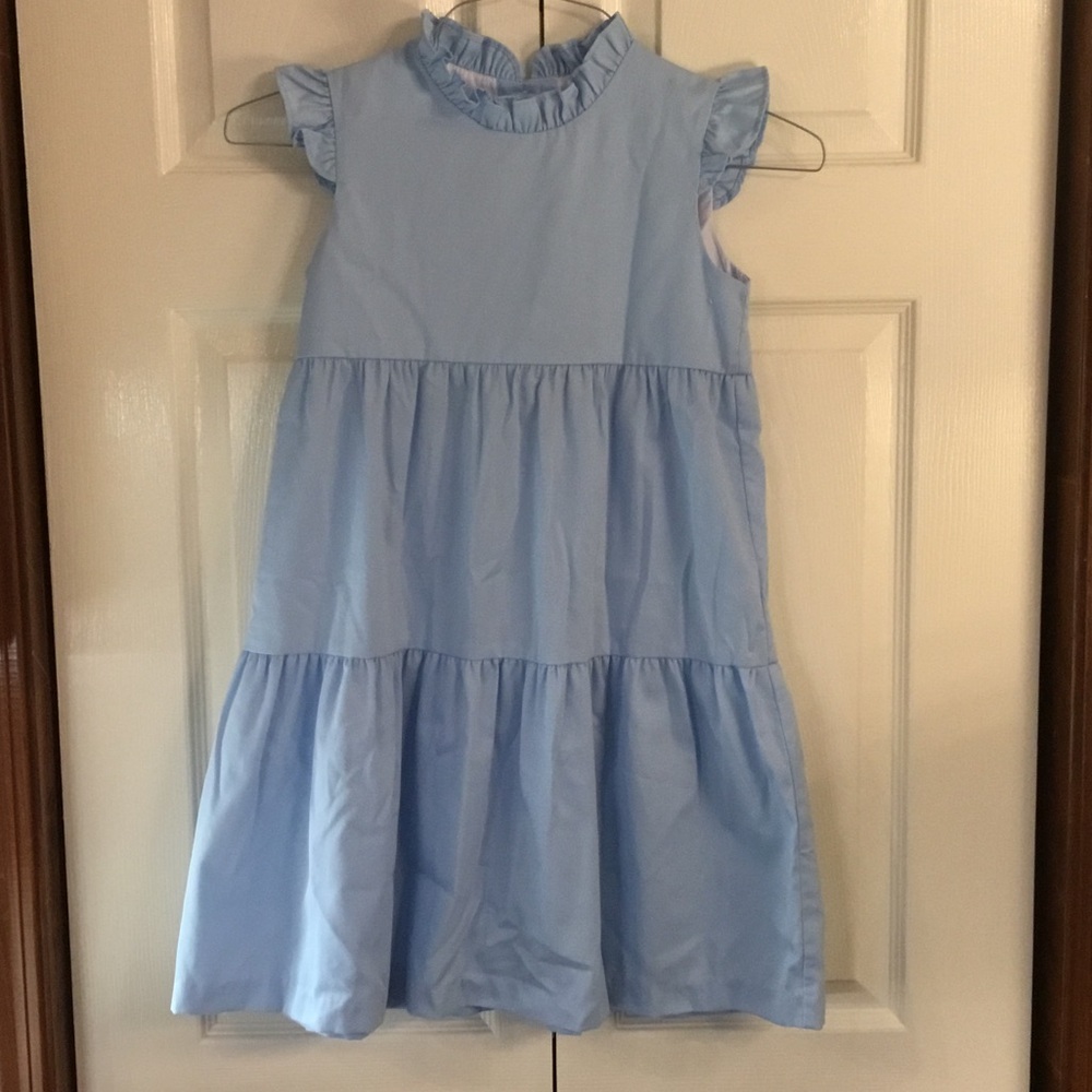 Little English Pale Blue Ruffle Collar Tiered Summer Dress